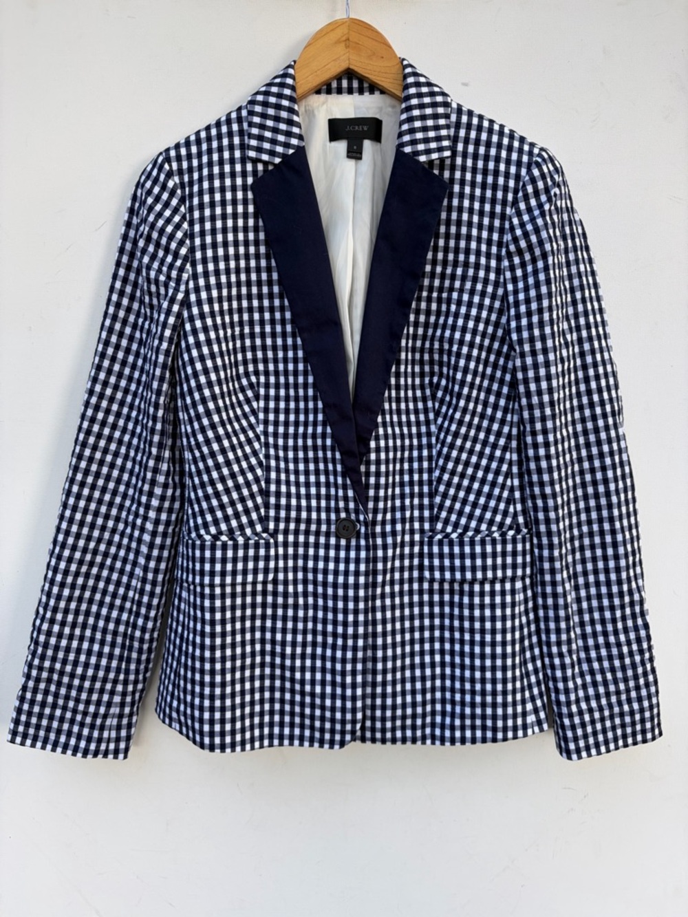 J Crew Puckered Gingham Blazer